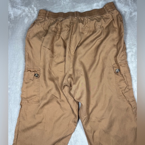 Torrid Relaxed Taper Studio Linen Blend High Rise Cargo Tobacco Brown Pants 16T - Picture 13 of 16